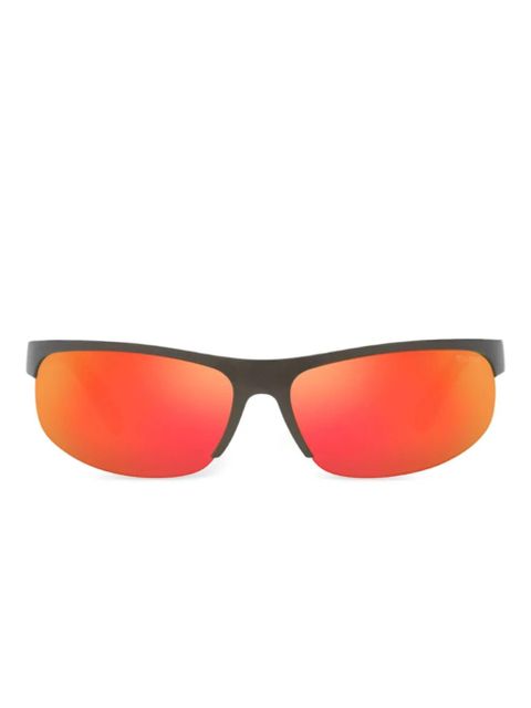 Miu Miu Eyewear metal-detail shield sunglasses - Black - zdjęcie produktu nr 1