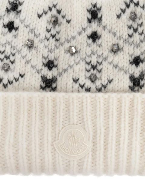 Moncler crystal-embroidered beanie - Neutrals