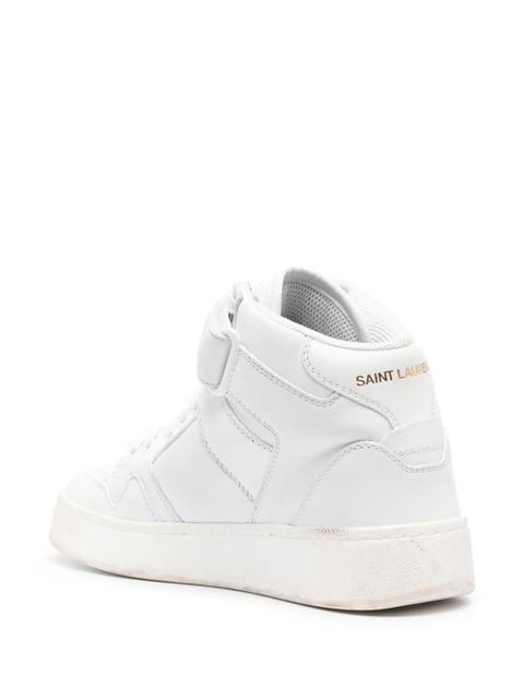 Saint Laurent Lax distressed leather sneakers - White
