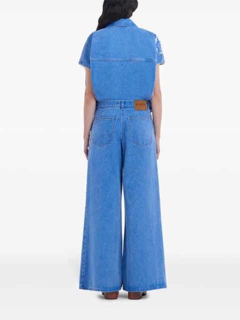 Marni embroidered straight-leg jeans - Blue