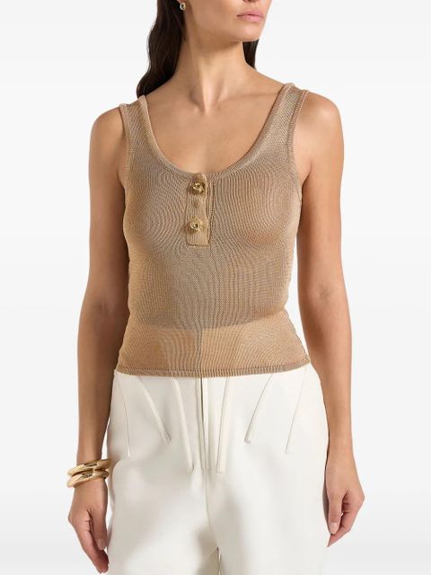 Manière De Voir Pippa pointelle knot button tank top - Gold - zdjęcie produktu nr 1
