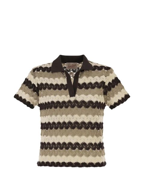 MC2 Saint Barth striped-crochet T-shirt - Brown - zdjęcie produktu nr 1