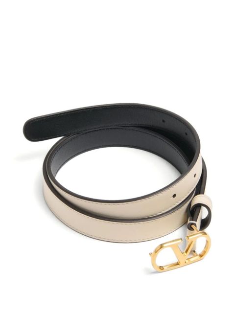 Valentino Garavani 20mm VLogo Signature leather belt - Neutrals