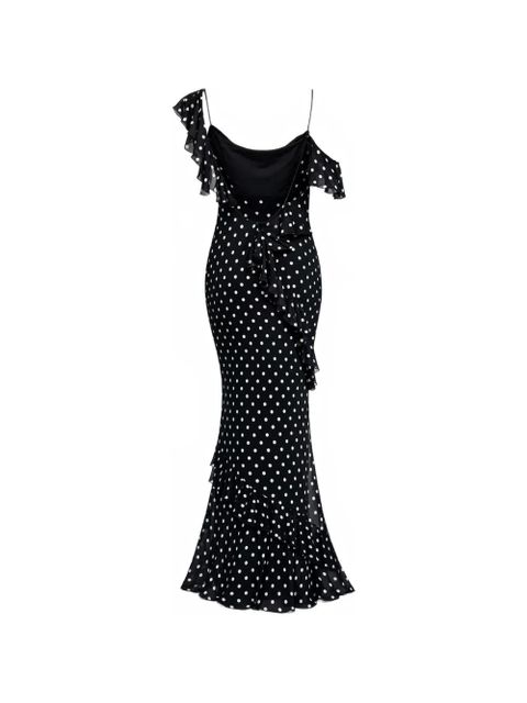 Self-Portrait Georgette polka dot ruffled maxi dress - Black - zdjęcie produktu nr 2