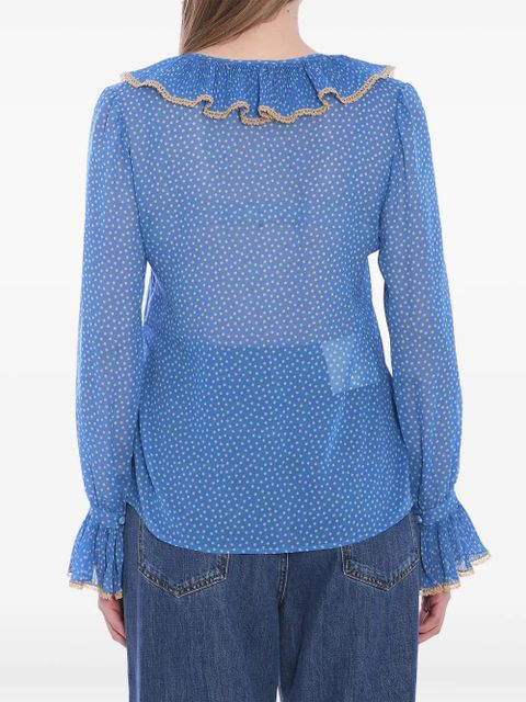Valentino Garavani polka dot-print silk blouse - Blue