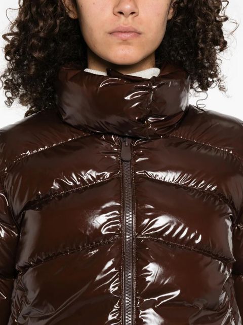 PINKO glossy-finish quilted jacket - Brown