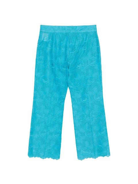 Valentino Garavani floral-embroidery trousers - Blue