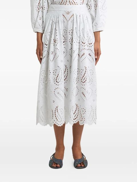 ETRO broderie-anglaise midi skirt - White