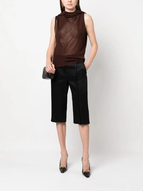 Saint Laurent sleeveless hooded mesh top - Brown