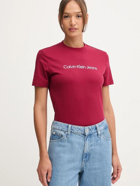 Calvin Klein Jeans t-shirt bawełniany damski kolor bordowy LV047C912G - zdjęcie produktu nr 1