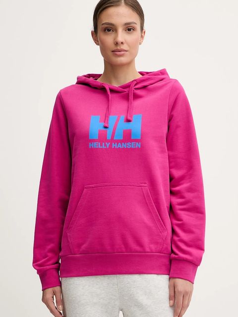 Helly Hansen bluza bawełniana HH LOGO 2.0 damska kolor różowy z kapturem z nadrukiem 34460 - zdjęcie produktu nr 1