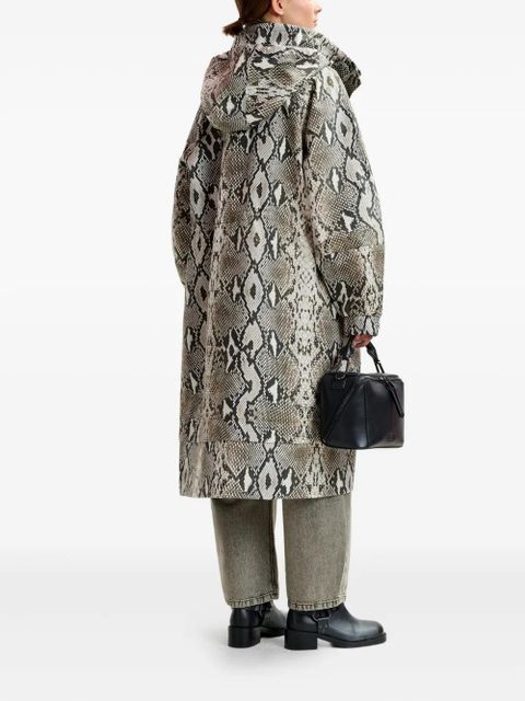 Essentiel Antwerp snakeskin-effect balloon-sleeve trench coat - Green