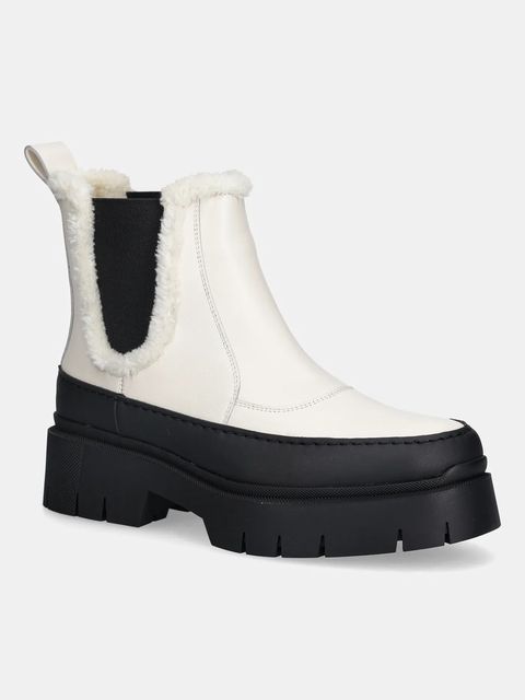 HUGO botki Kris damskie kolor beżowy na platformie ocieplone 50548203