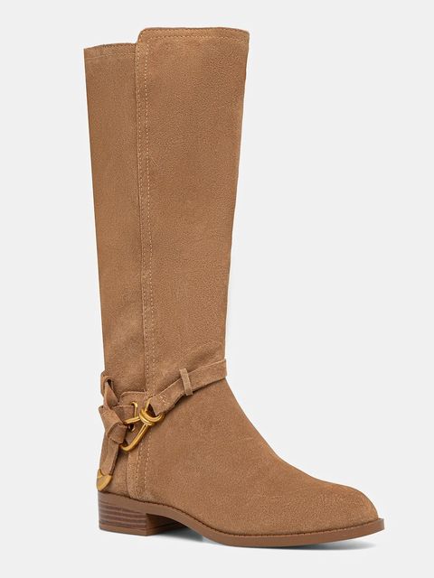 Steve Madden kozaki zamszowe Xtreme damskie kolor brązowy na płaskim obcasie 11005013 - zdjęcie produktu nr 1