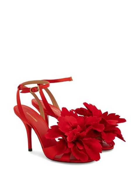 Ferragamo 90mm flower-embellished high-heel sandals - Red - zdjęcie produktu nr 2