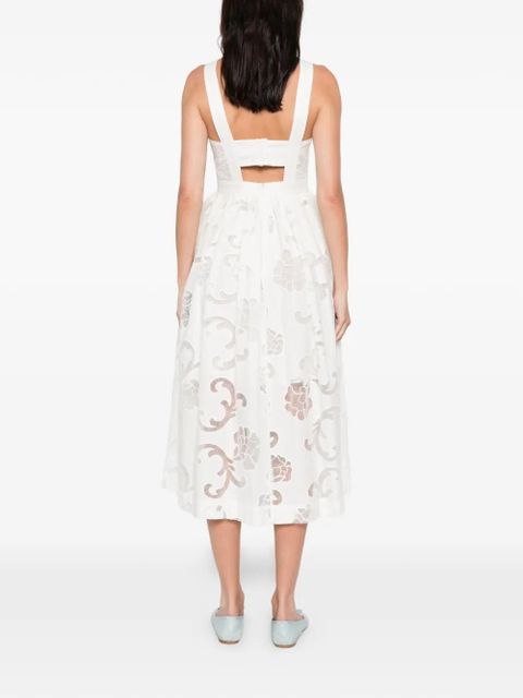 SANDRO floral V-neck midi dress - White