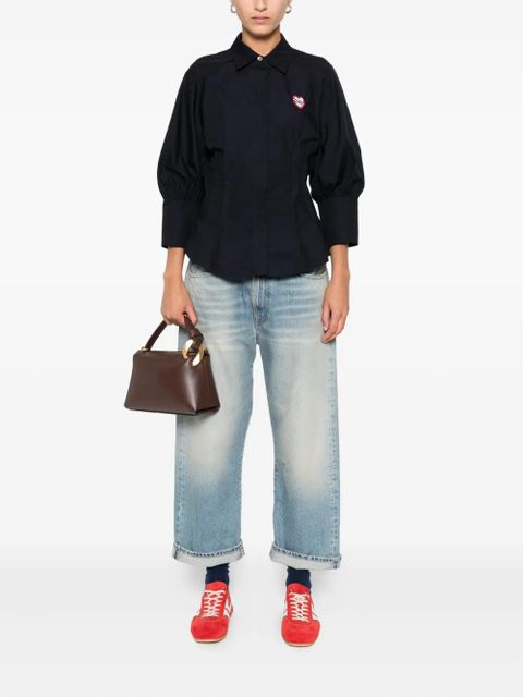 PINKO heart-embellished puff-sleeve top - Black - zdjęcie produktu nr 2