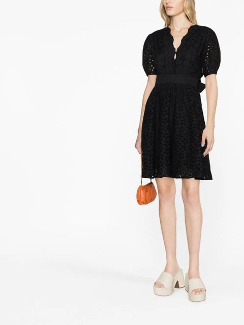 PINKO broderie-anglaise cotton short dress - Black