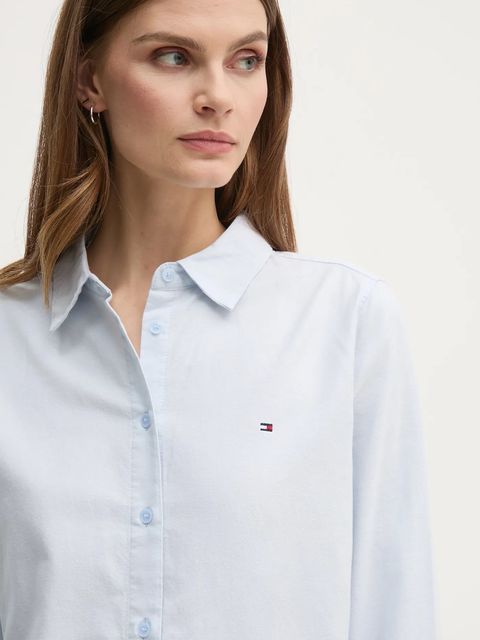 Tommy Hilfiger koszula damska kolor niebieski regular z kołnierzykiem klasycznym WW0WW44230