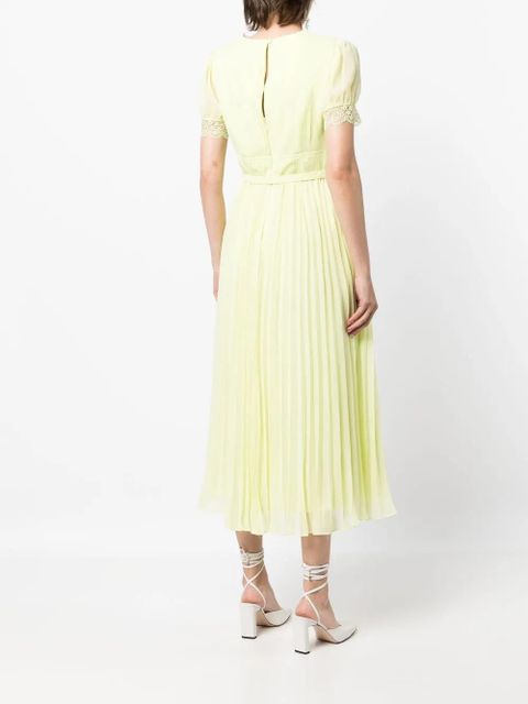 Self-Portrait floral-lace detail midi dress - Green