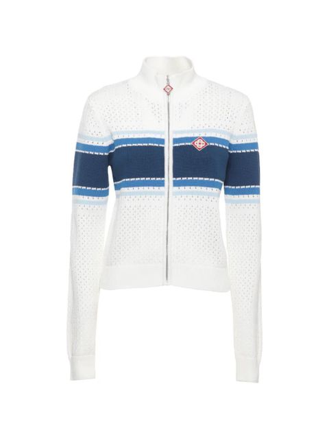 Casablanca striped pointelle-knit cardigan - White - zdjęcie produktu nr 1