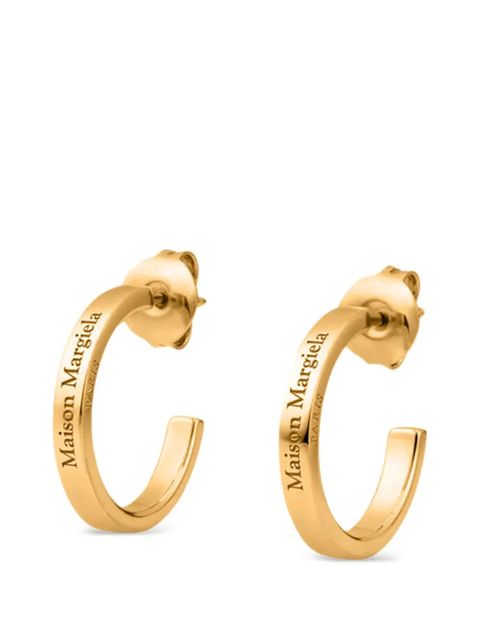 Maison Margiela logo-engraved hoop earrings - Silver - zdjęcie produktu nr 1