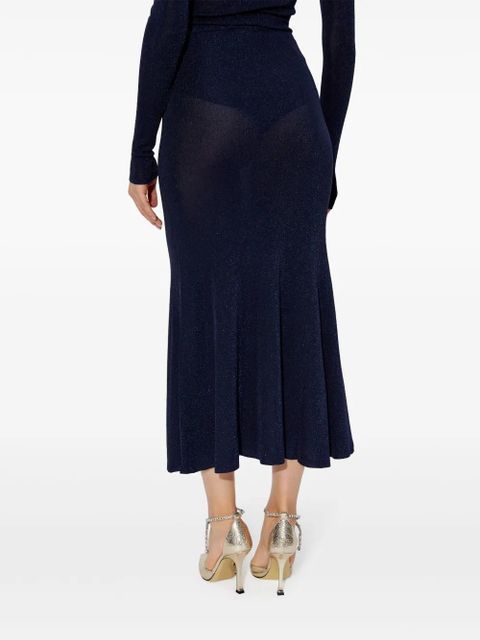 Self-Portrait metallic midi skirt - Blue
