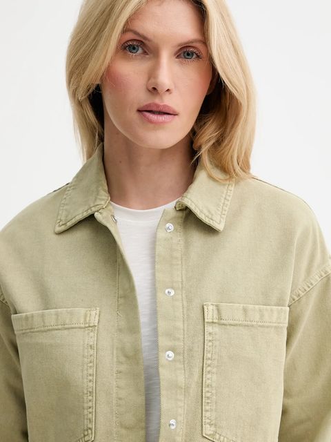 Answear.LAB kurtka jeansowa kolor zielony przejściowa oversize