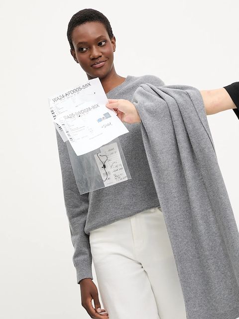 Answear.LAB sweter z wełny merino z szalem damski kolor szary lekki