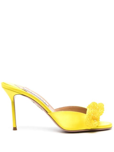 Aquazzura 95mm crystal-embellished satin sandals - Yellow - zdjęcie produktu nr 1