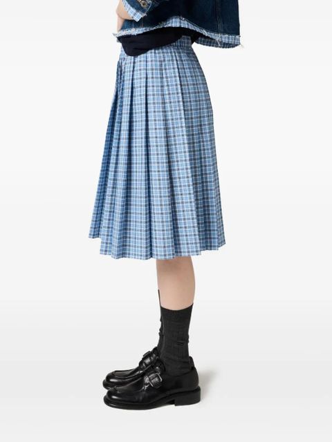 Miu Miu pleated check skirt - Blue