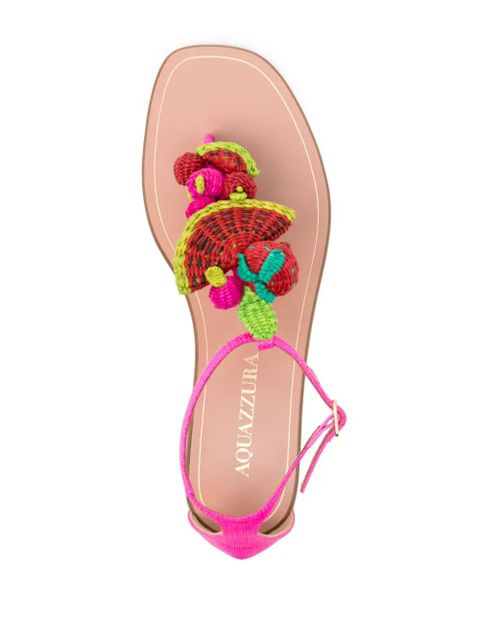 Aquazzura Strawberry Punch woven-embellished sandals - Pink