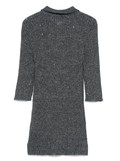 ROTATE BIRGER CHRISTENSEN sequin knit polo shirt - Grey - zdjęcie produktu nr 2