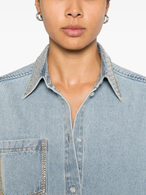 SANDRO rhinestone-embellished asymmetric shirt - Blue