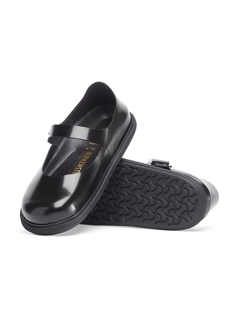 Birkenstock baleriny skórzane Mantova Droplet Buckle kolor czarny 1030140