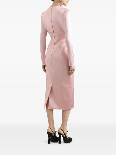 Dolce & Gabbana round-neck satin midi dress - Pink