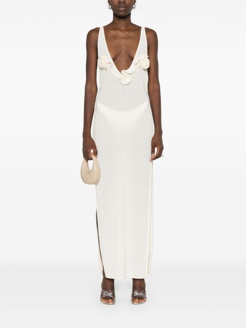 Magda Butrym floral-appliqué maxi dress - Neutrals
