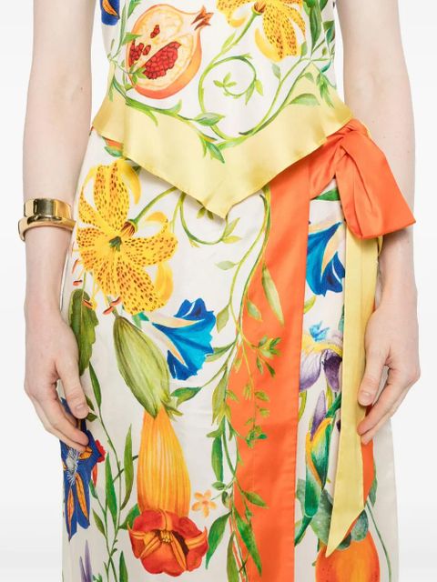 ALEMAIS Flores midi skirt - Neutrals