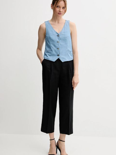 United Colors of Benetton kamizelka bawełniana kolor niebieski jednorzędowa 2DHJDJ010