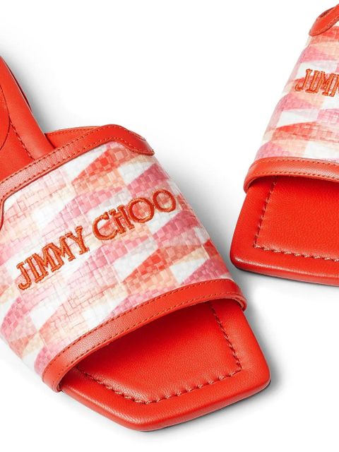 Jimmy Choo Nako diamond-print slides - Red