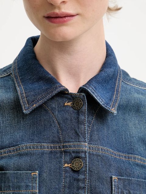 Guess Jeans kombinezon jeansowy kolor niebieski z kołnierzykiemm W5BD97 D0026