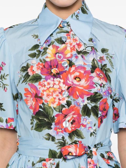 Dolce & Gabbana floral-print belted midi dress - Blue