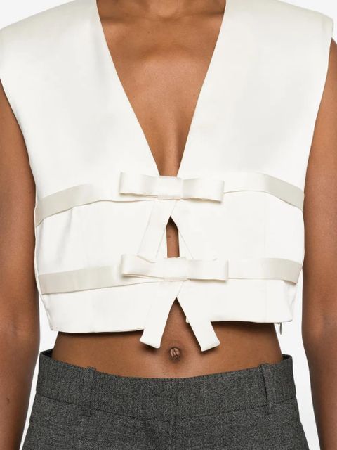 SANDRO bow-detail sleeveless top - Neutrals