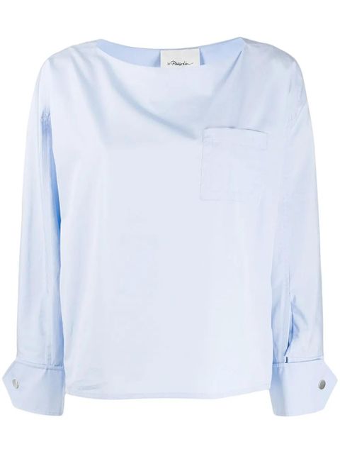 3.1 Phillip Lim patch-pocket long-sleeve blouse - Blue - zdjęcie produktu nr 1