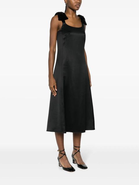 Chloé bow-embellished satin midi dress - Black