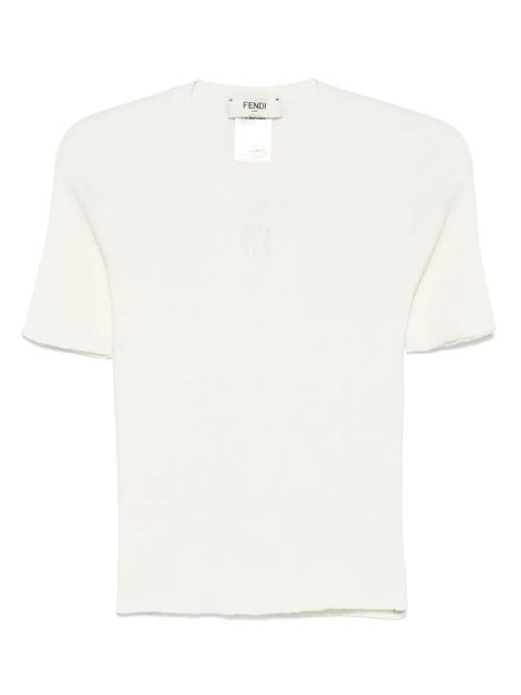 FENDI silk-cotton blend t-shirt - F08QQ OFF WHITE - zdjęcie produktu nr 1