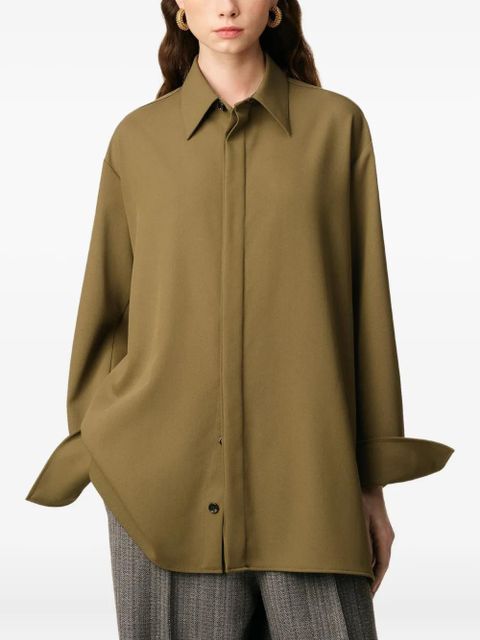 AMI Paris wool side-slit oversized shirt - Green