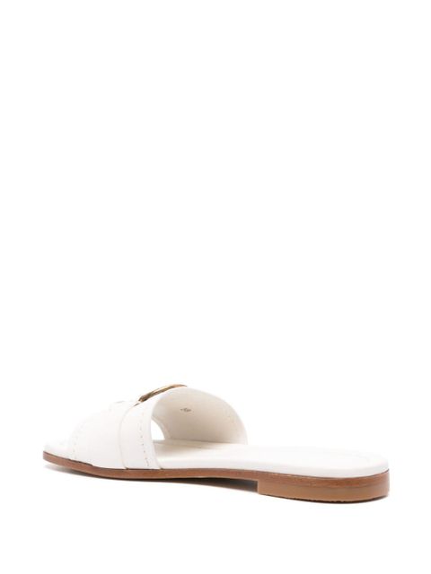 Moncler Bell leather slides - White