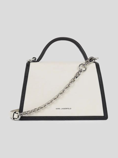 Karl Lagerfeld torebka skórzana K/SIGNATURE kolor biały A1W30224