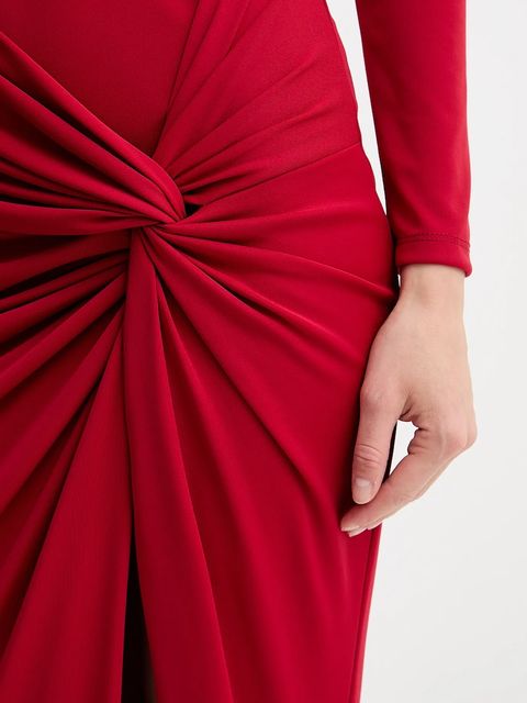 Fracomina sukienka kolor czerwony maxi dopasowana FQ25WD3006W62601